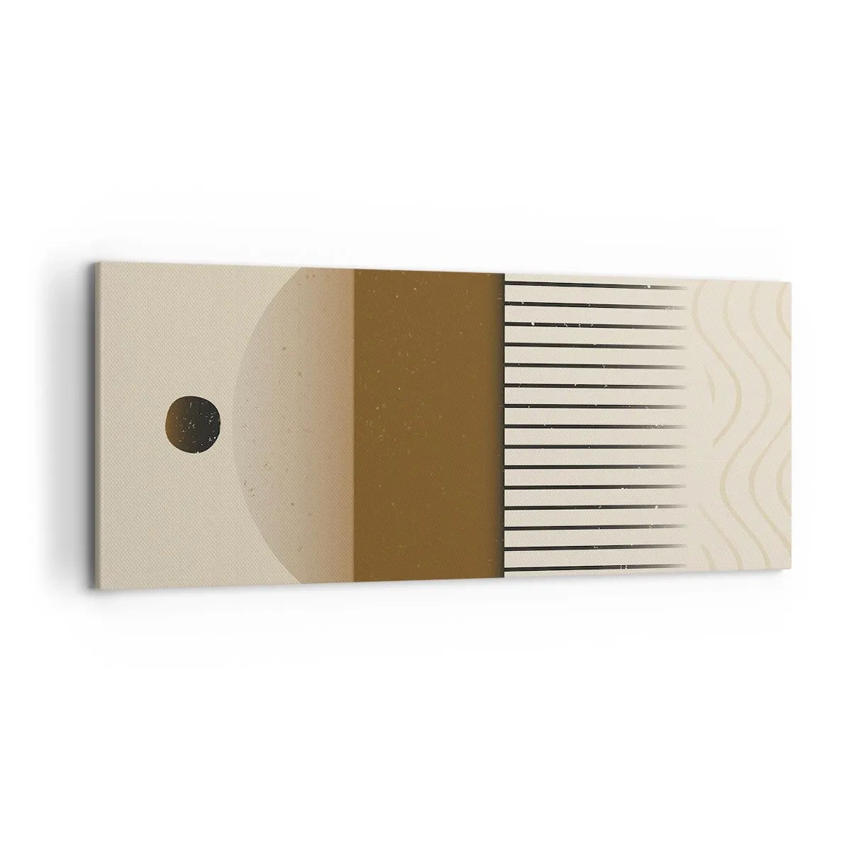 Cuadro sobre lienzo - Impresión de Imagen - Composición geométrica abstracta en tonos beige y marrón. - 120x50cm - Varios estados - Decoración de pared moderna para salón y dormitorio ARTTOR