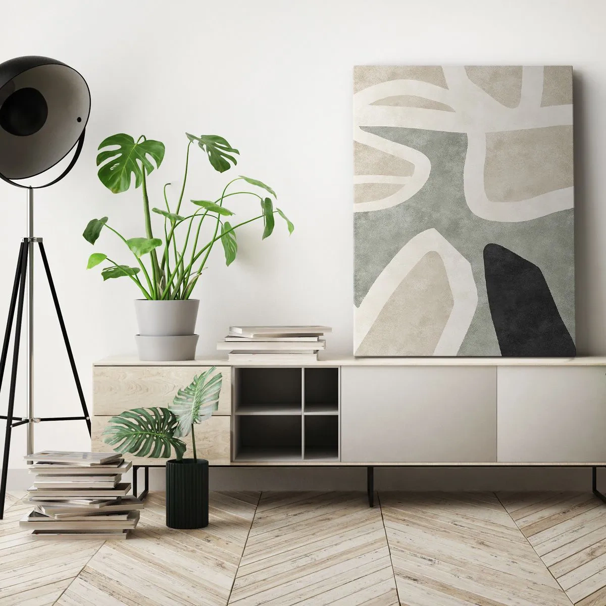 Cuadro sobre lienzo - Impresión de Imagen - Composición con un toque negro - 45x80 cm