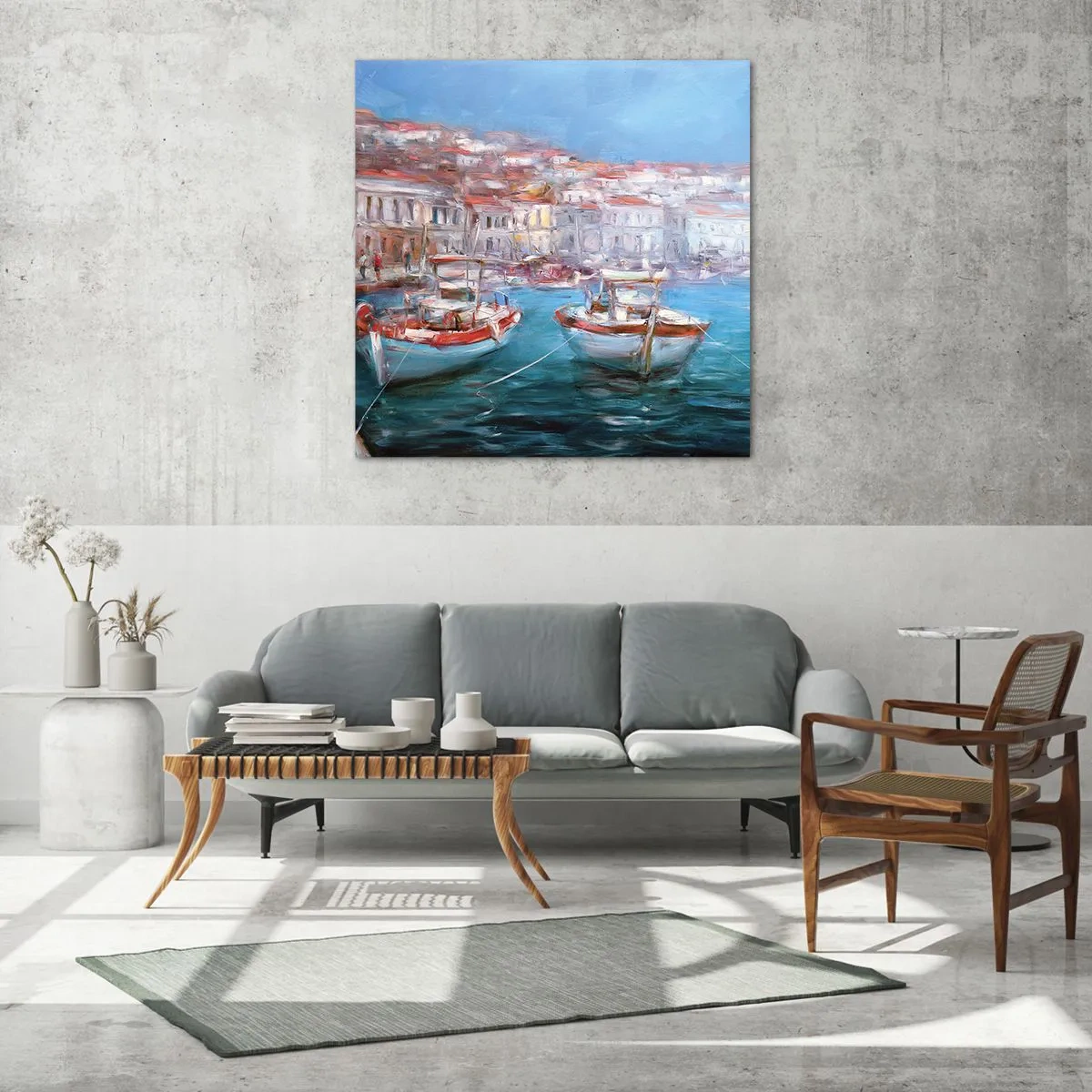 Cuadro sobre vidrio - Impresiones sobre Vidrio - Bahía italiana - 30x30 cm