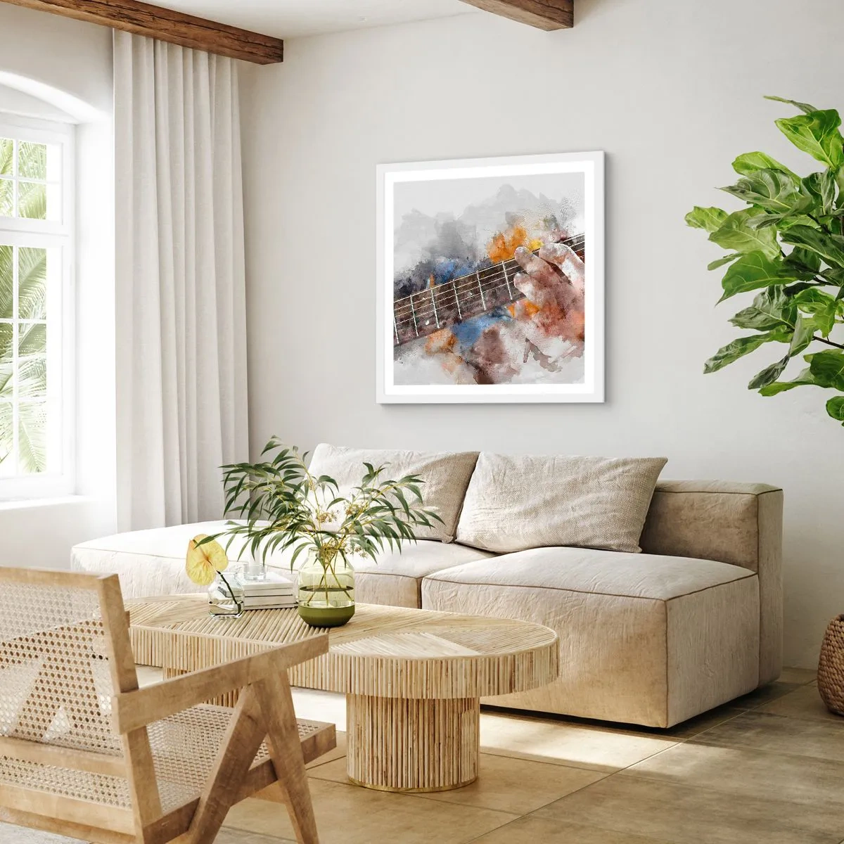 Póster en marco blanco - Poesía entre las cuerdas - 50x50 cm