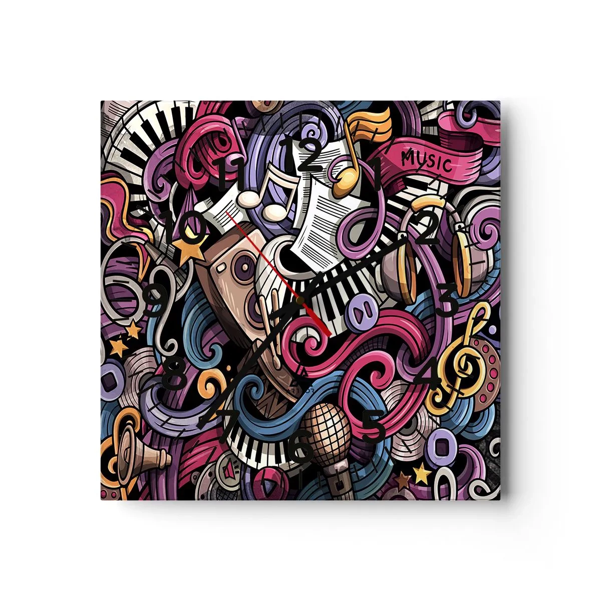 Reloj de pared - Reloj de vidrio - Una melodía complicada - 40x40 cm