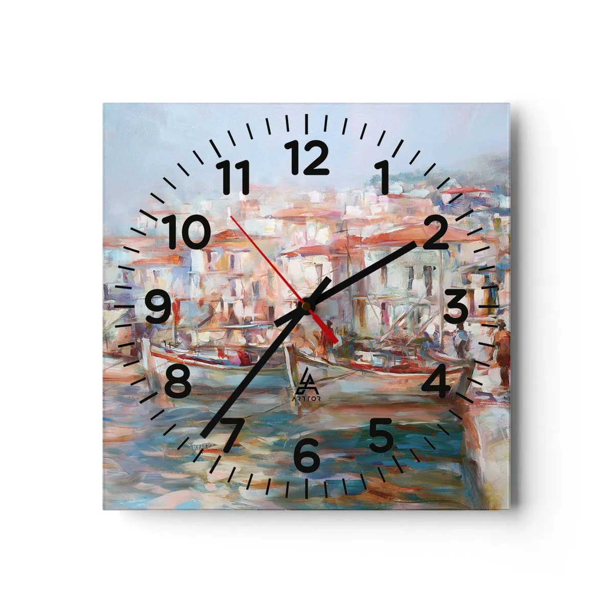 Reloj de pared - Reloj de vidrio - Vacaciones en colores pastel - 30x30 cm