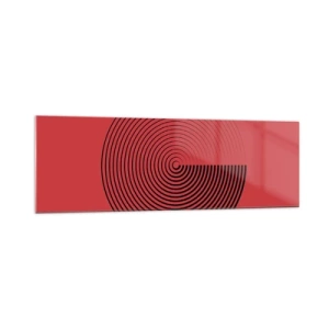 Cuadro sobre vidrio - Impresiones sobre Vidrio - Círculos concéntricos sobre fondo rojo - 160x50cm - Movimiento circular - Decoración de pared moderna para salón y dormitorio ARTTOR