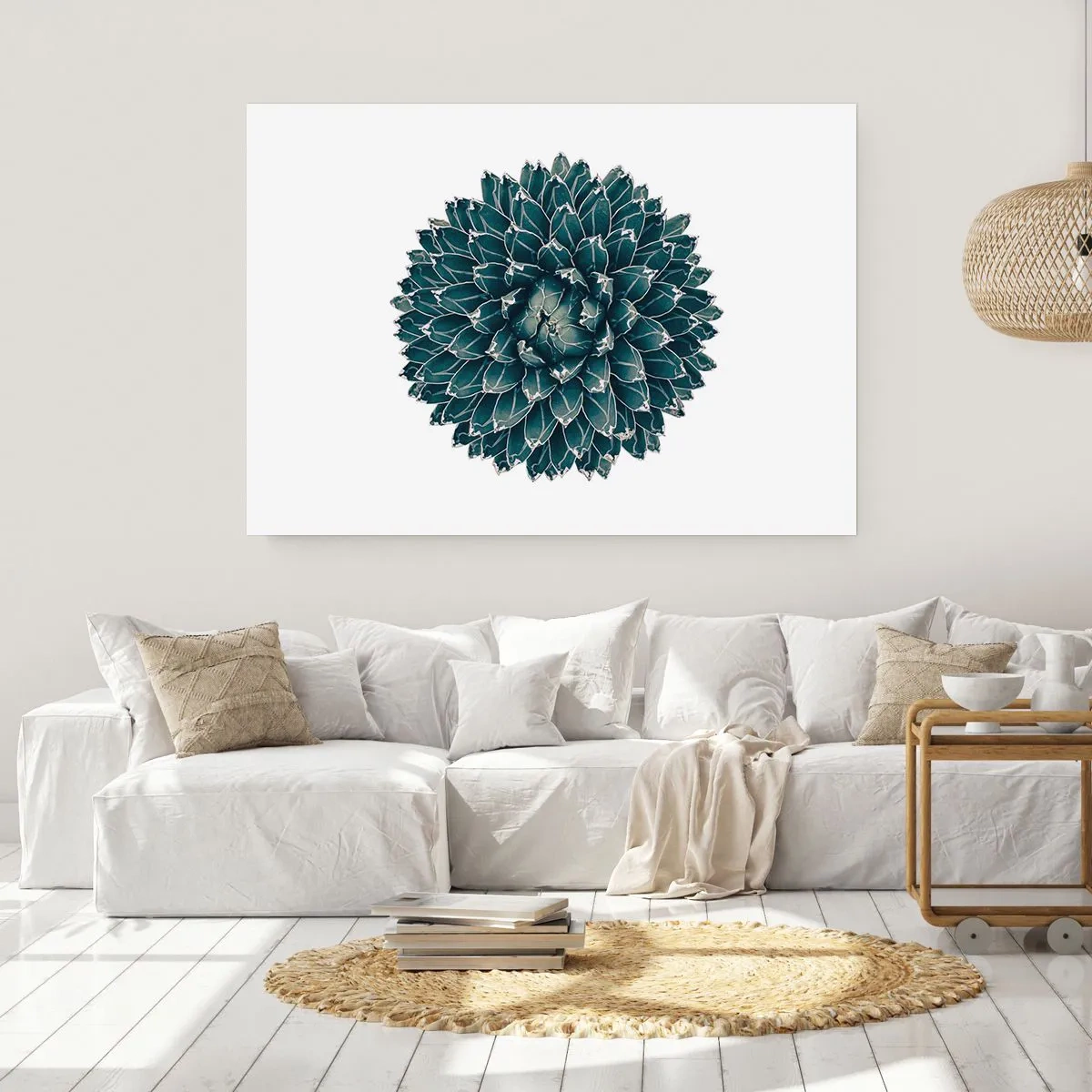Póster - Planta suculenta simétrica sobre un fondo blanco. - 100x70cm - Estrella del desierto - Decoración de pared moderna para salón y dormitorio ARTTOR