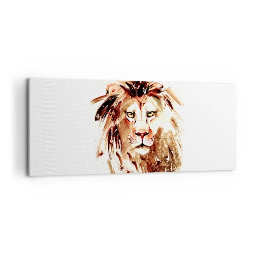 Cuadro sobre lienzo - Impresión de Imagen - Retrato en acuarela de un león con intensos detalles. - 120x50cm - Fuerza y dignidad - Decoración de pared moderna para salón y dormitorio ARTTOR