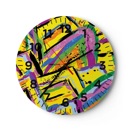 Reloj de pared - Reloj de vidrio - Grita de alegría - 40x40 cm