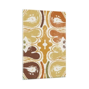 Cuadro sobre vidrio - Impresiones sobre Vidrio - Patrones abstractos cálidos en amarillos y marrones. - 80x120cm - Abstracción sentimental - Decoración de pared moderna para salón y dormitorio ARTTOR