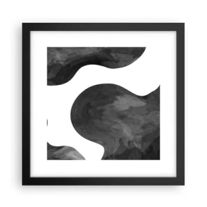 Póster en marco negro - El blanco fluye sobre el negro - 30x30 cm