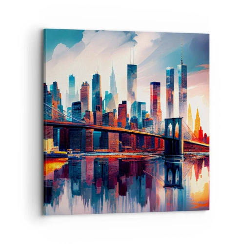 Cuadro sobre lienzo - Impresión de Imagen - Nueva York siempre luce - 70x70 cm