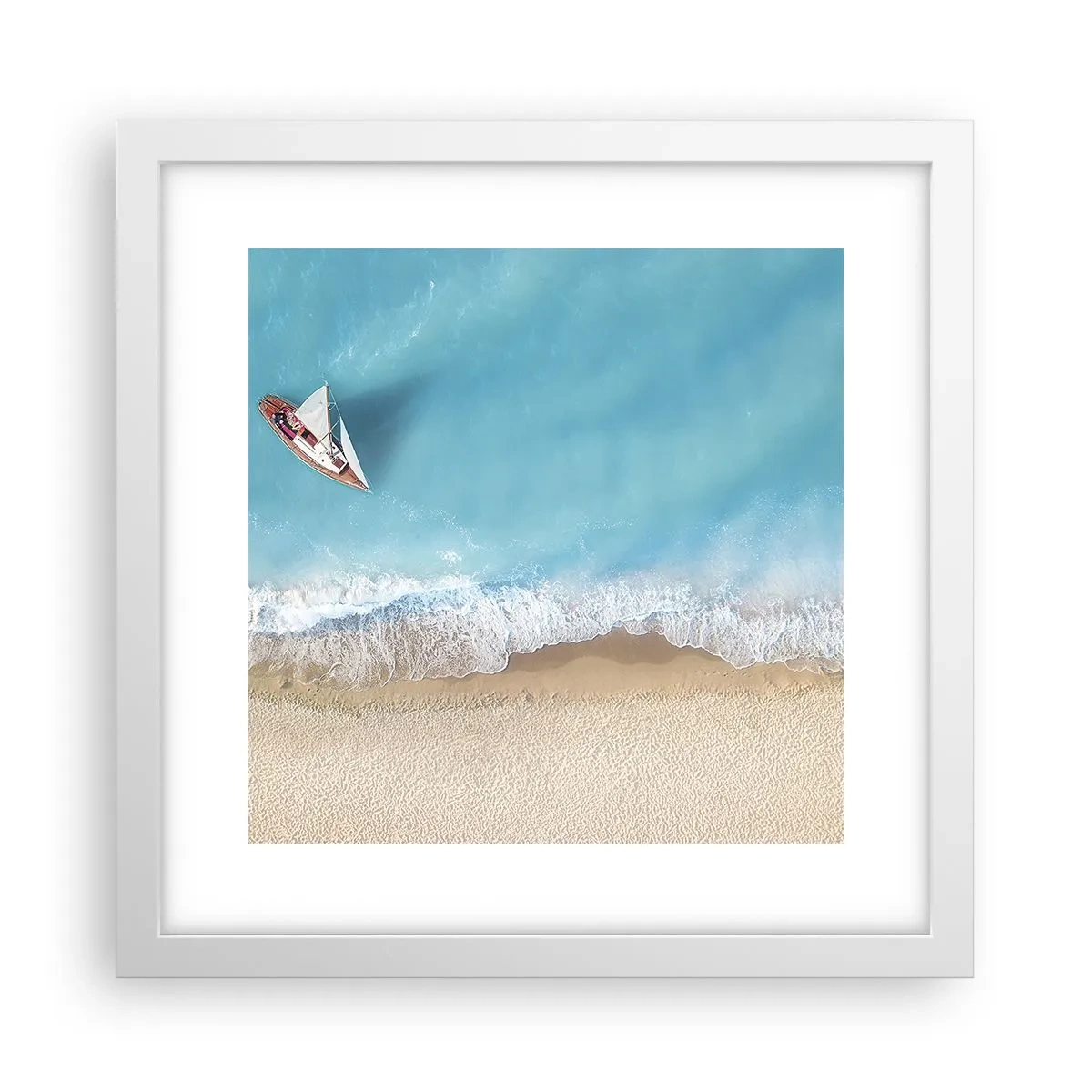 Póster en marco blanco - Frontera celeste y dorada - 30x30 cm