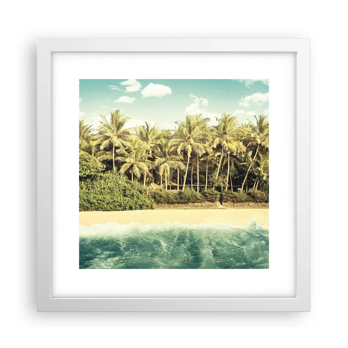 Póster en marco blanco - ¿Qué tal aquí? - 30x30 cm