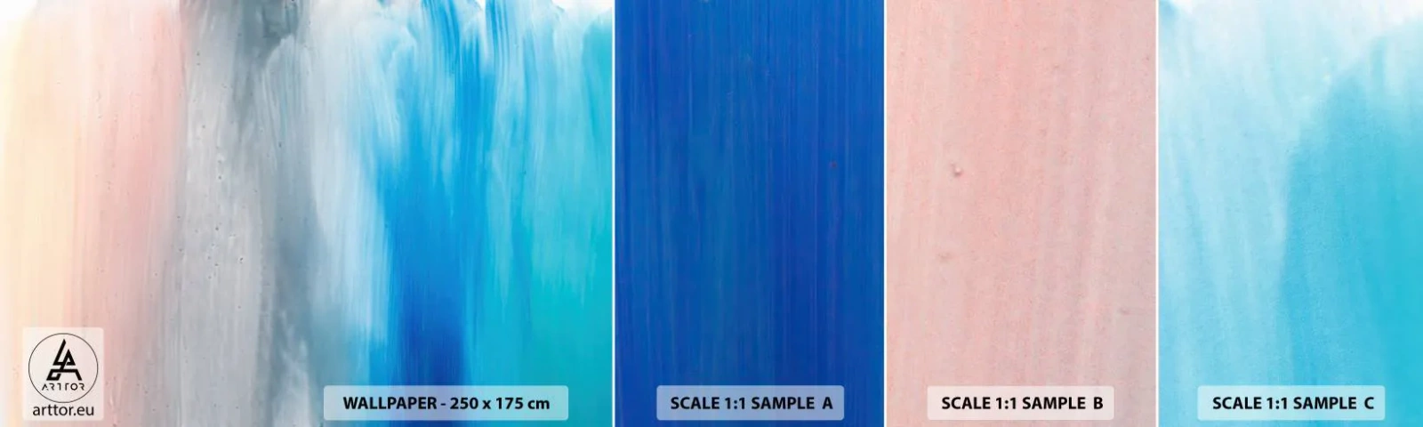 Muestra de fotomural autoadhesivo Deluxe Sticker - Elementos: aire - Abstracción, Pedazo, Pastel - 100x30 cm