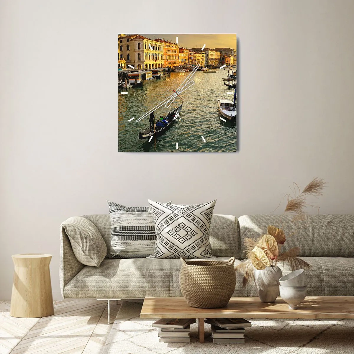 Reloj de pared - Reloj de vidrio - En el lado soleado de la calle - 40x40 cm