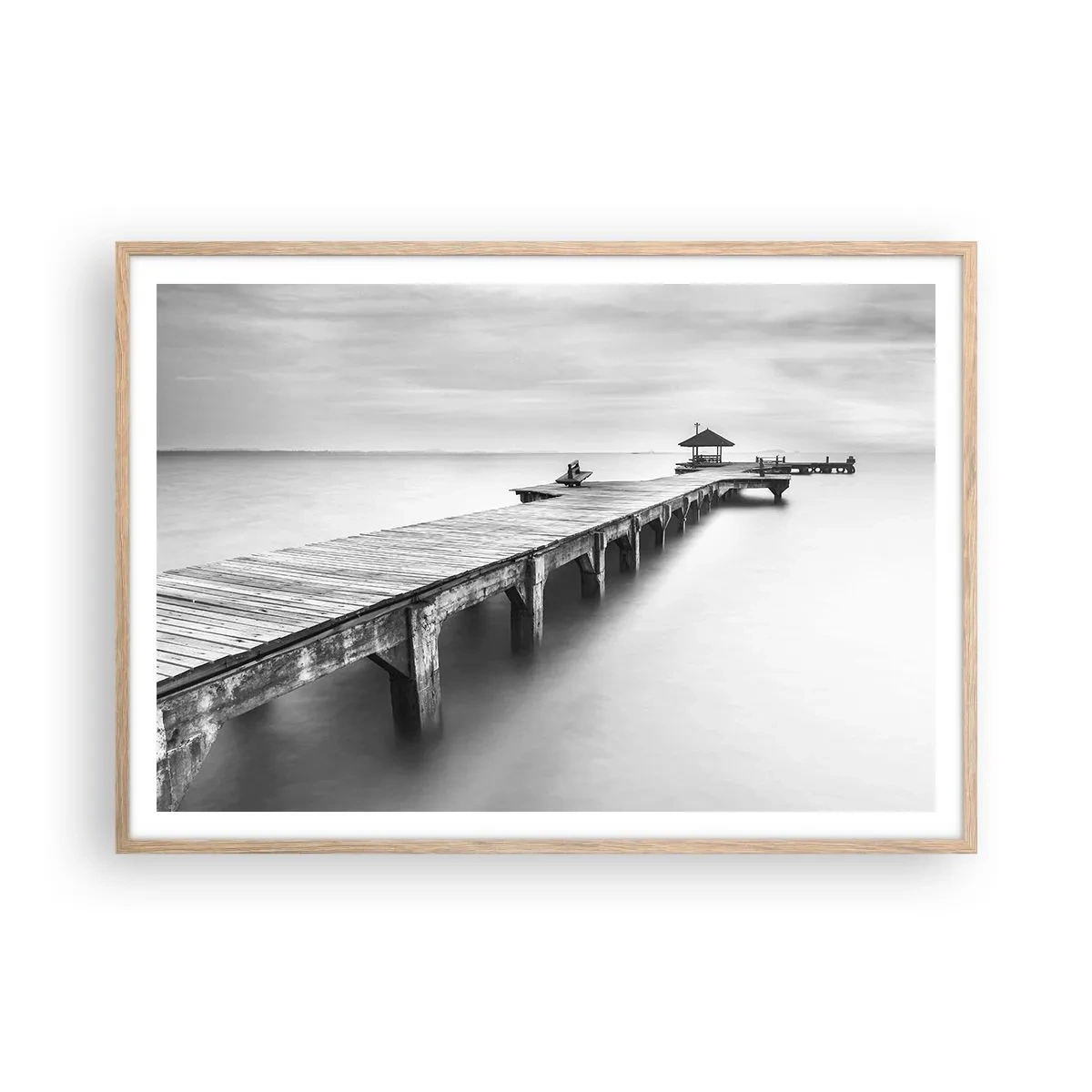 Póster en marco roble claro - Lejos - 100x70 cm