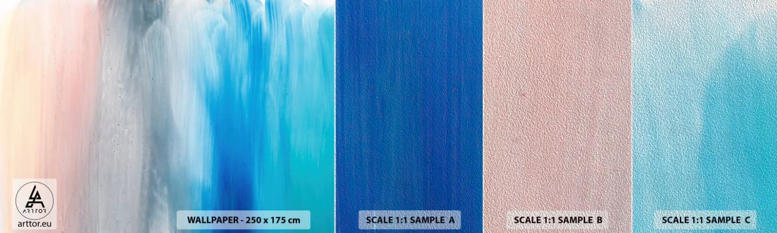 Muestra de fotomural Premium Sand - Elementos: aire - Abstracción, Pedazo, Pastel - 100x30 cm