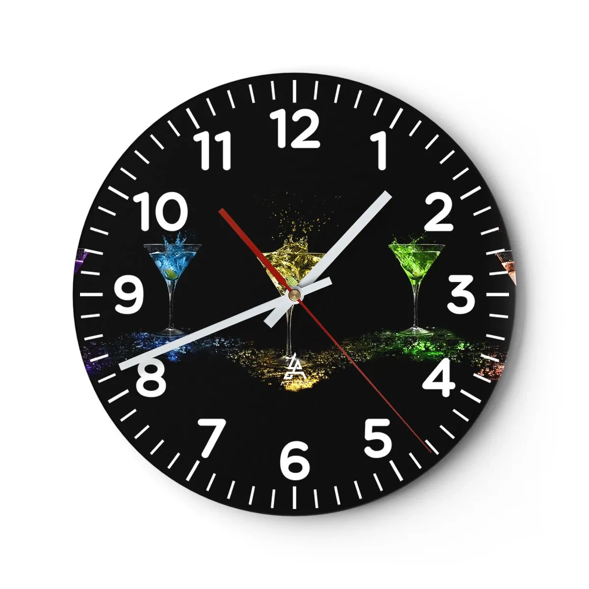 Reloj de pared - Reloj de vidrio - Los colores de la alegría en una copa de cristal - 30x30 cm