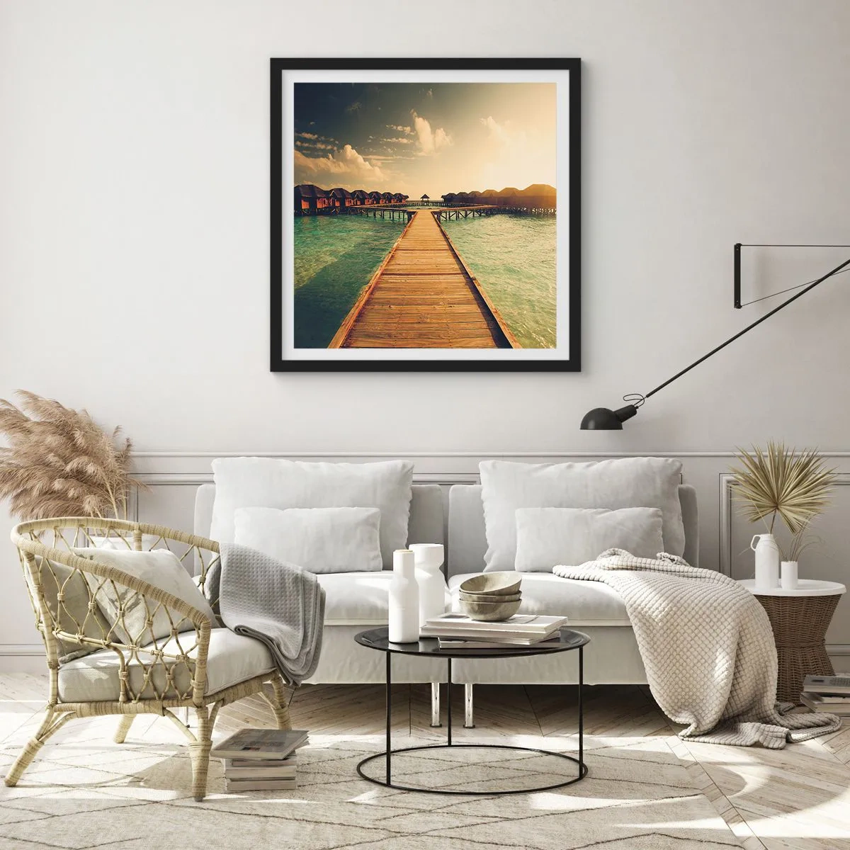 Póster en marco negro - Una cálida invitación - 60x60 cm