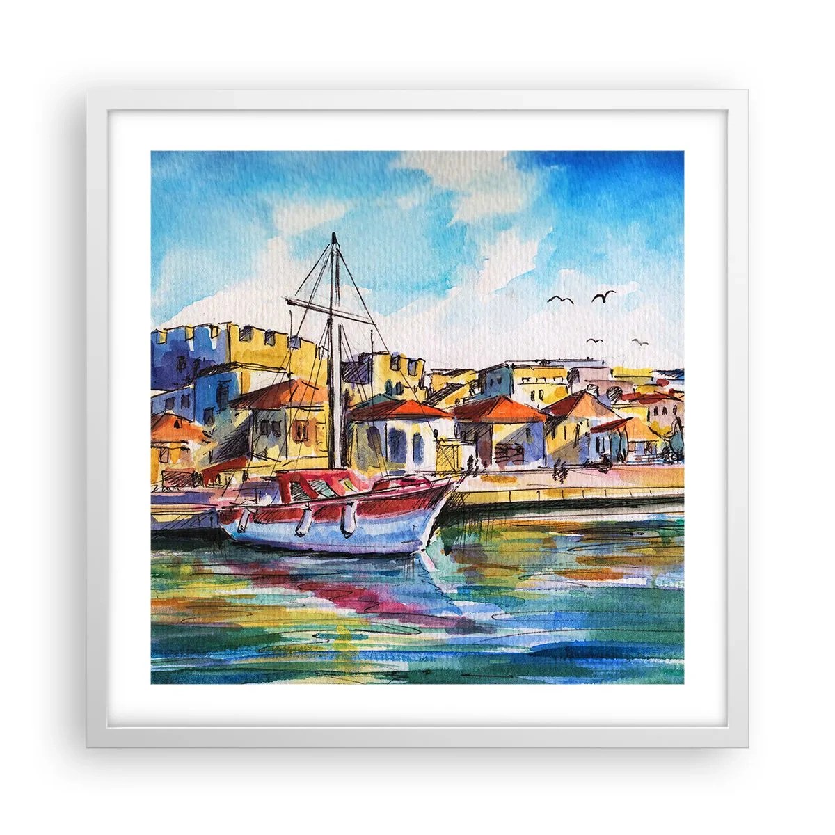 Póster en marco blanco - Tarde de arco iris - 50x50 cm