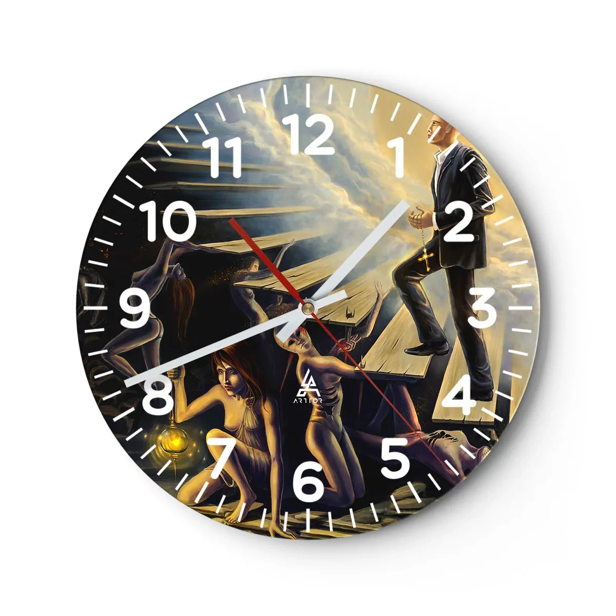 Reloj de pared - Reloj de vidrio - Dantesco viaje hacia la luz - 30x30 cm