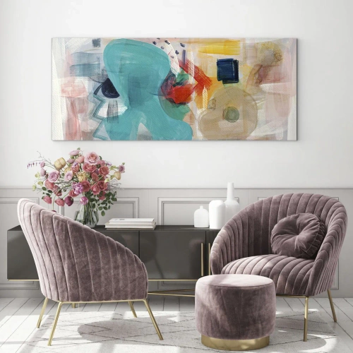 Cuadro sobre vidrio - Impresiones sobre Vidrio - Un juego de colores - 90x30 cm