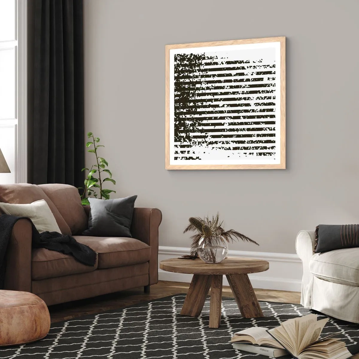 Póster en marco roble claro - Ritmo y ruido - 60x60 cm