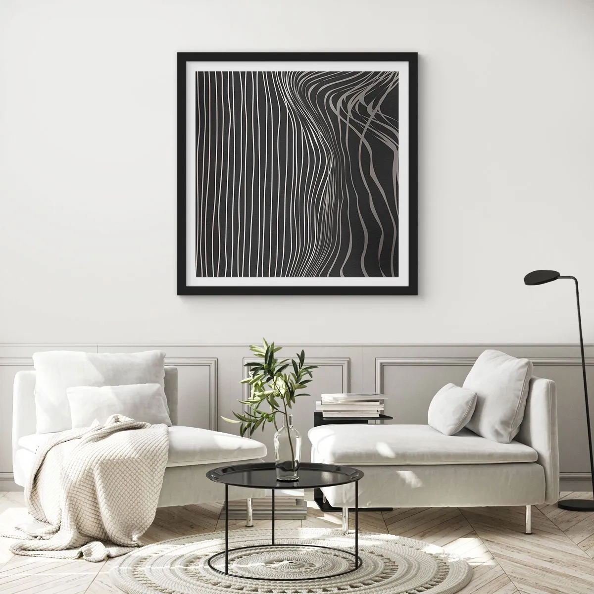 Póster en marco negro - Ritmo y acento - 30x30 cm