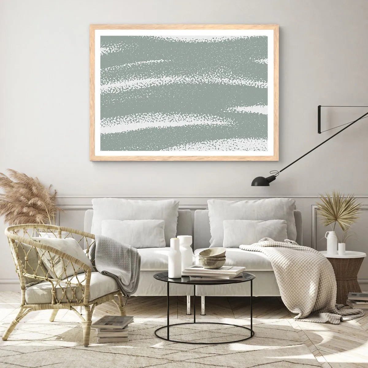 Póster en marco roble claro - Abstracción invernal - 100x70 cm