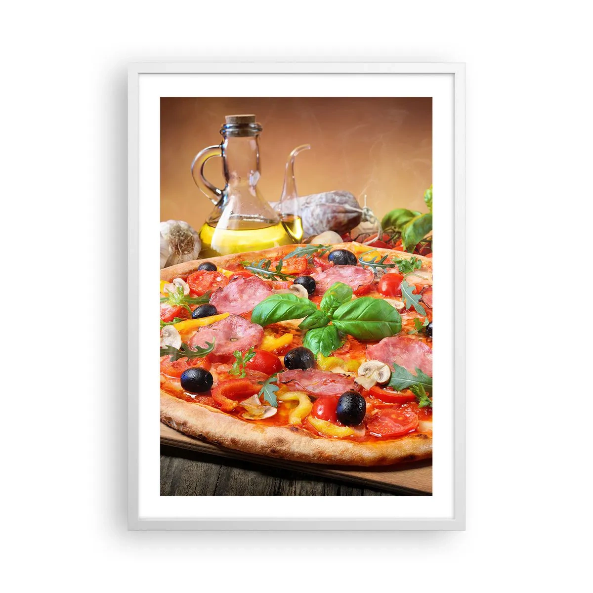 Póster en marco blanco - Con un verdadero sabor italiano - 50x70 cm