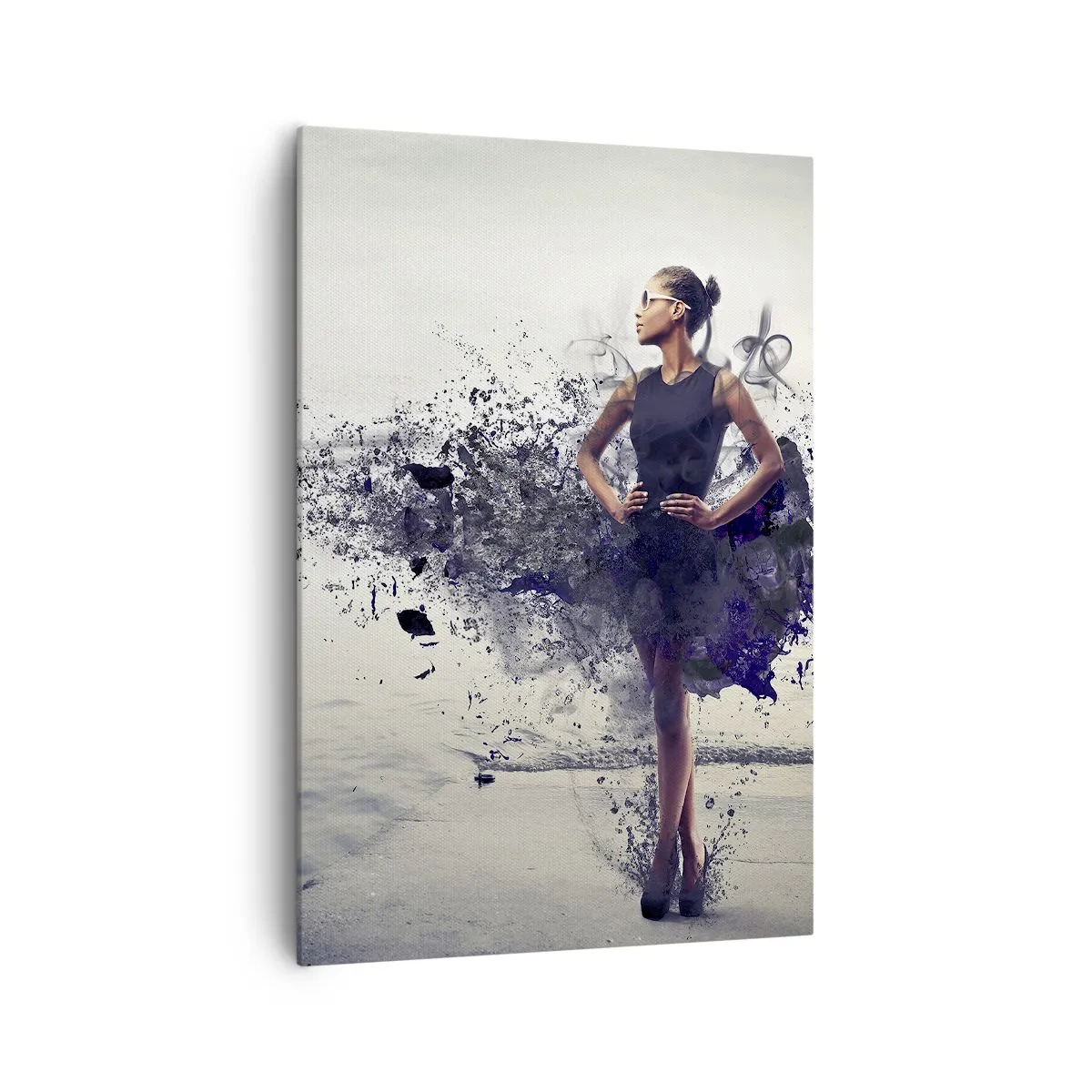 Cuadro sobre lienzo - Impresión de Imagen - Una mujer en una composición artística sobre un fondo de agua. - 70x100cm - Venus africana - Decoración de pared moderna para salón y dormitorio ARTTOR