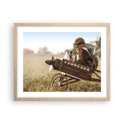 Póster en marco roble claro - Despegue hacia un sueño - 50x40 cm