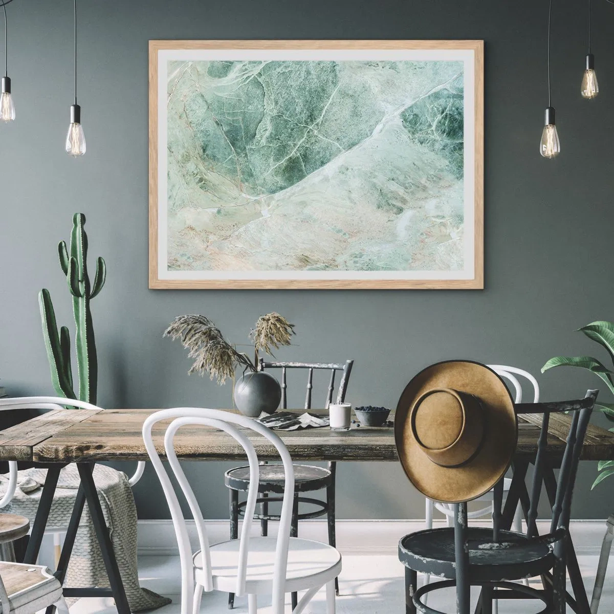 Póster en marco roble claro - El noble frescor de la piedra - 50x40 cm