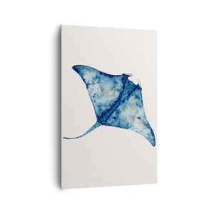 Cuadro sobre lienzo - Impresión de Imagen - Raya azul en estilo acuarela sobre fondo blanco - 80x120cm - La vida en azul - Decoración de pared moderna para salón y dormitorio ARTTOR