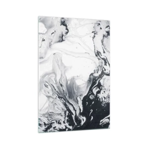 Cuadro sobre vidrio - Impresiones sobre Vidrio - Patrón abstracto monocromático con efecto mármol. - 70x100cm - Dentro de la Tierra - Decoración de pared moderna para salón y dormitorio ARTTOR