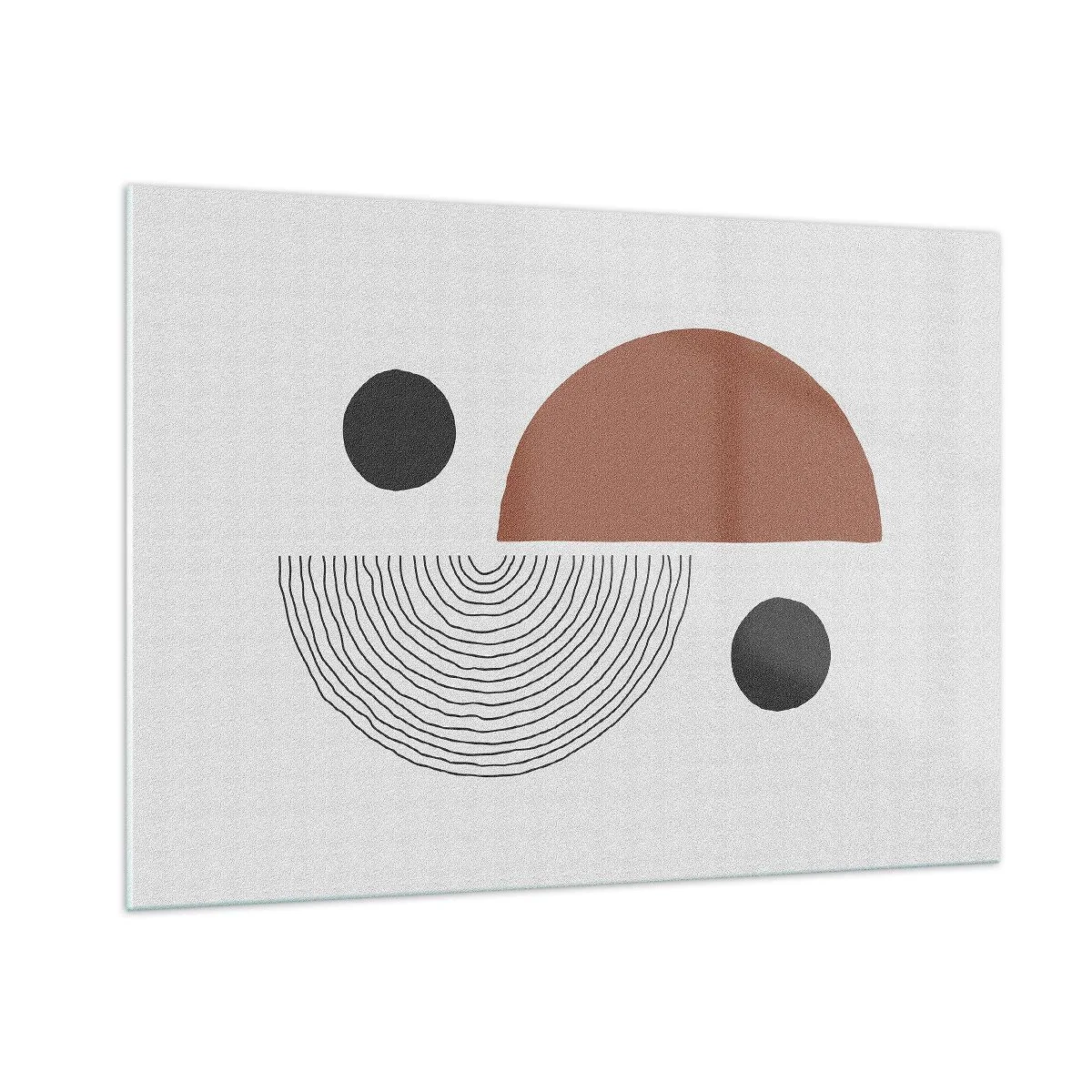 Cuadro sobre vidrio - Impresiones sobre Vidrio - Figuras geométricas sobre un fondo claro en estilo abstracto. - 100x70cm - La perfección del círculo - Decoración de pared moderna para salón y dormitorio ARTTOR