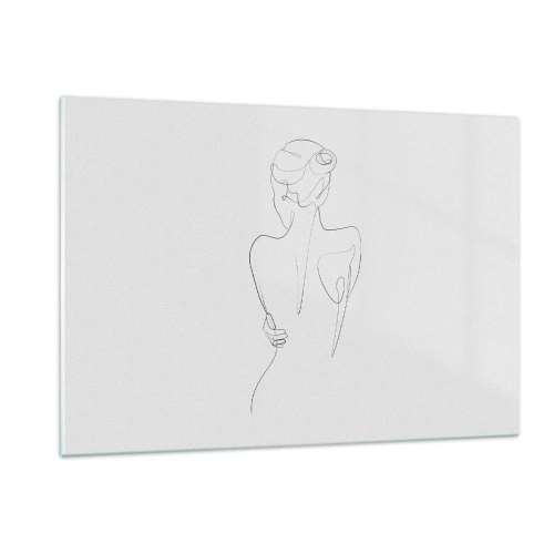 Cuadro sobre vidrio - Impresiones sobre Vidrio - Un delicado boceto de una sola línea de una mujer de espaldas. - 120x80cm - Música del cuerpo - Decoración de pared moderna para salón y dormitorio ARTTOR