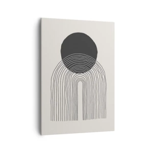 Cuadro sobre lienzo - Impresión de Imagen - Patrón abstracto con líneas y un círculo negro sobre un fondo claro - 50x70cm - Temblor y certeza - Decoración de pared moderna para salón y dormitorio ARTTOR