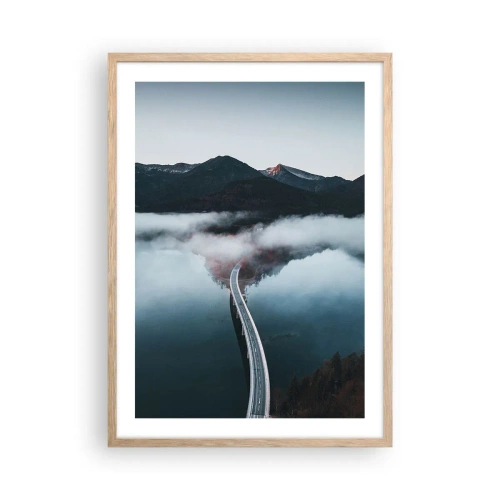 Póster en marco roble claro - Sobre el agua lisa como un espejo - 50x70 cm