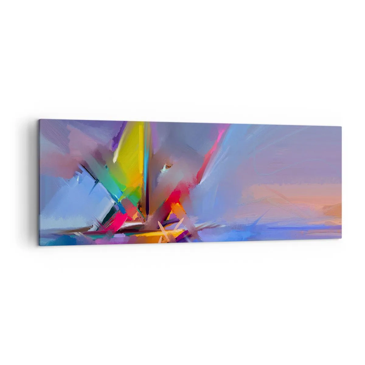 Cuadro sobre lienzo - Impresión de Imagen - Composición abstracta con colores intensos. - 140x50cm - Como un pájaro - Decoración de pared moderna para salón y dormitorio ARTTOR