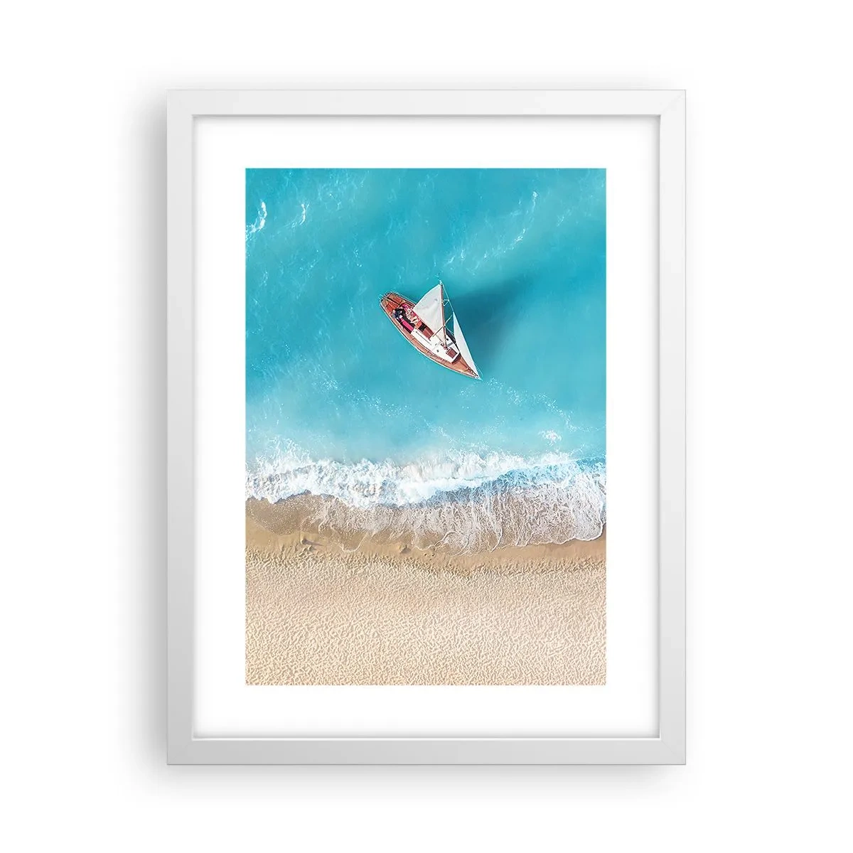 Póster en marco blanco - Frontera celeste y dorada - 30x40 cm