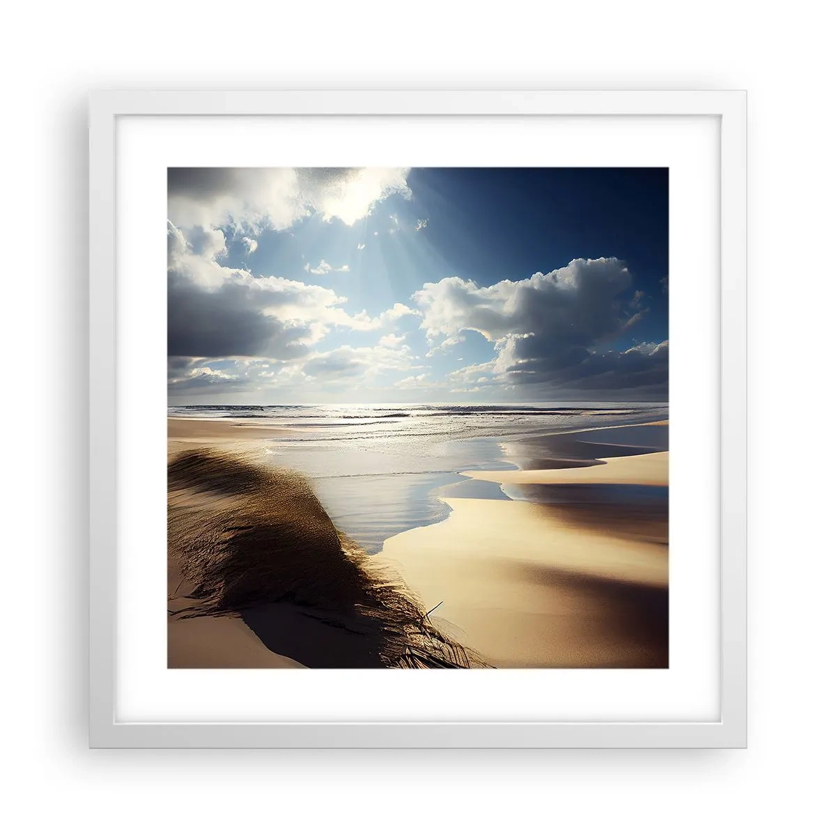 Póster en marco blanco - Playa, playa salvaje - 40x40 cm