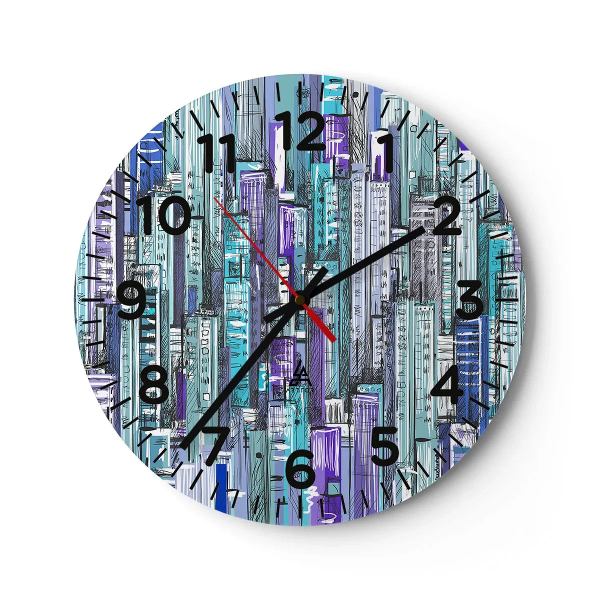 Reloj de pared - Reloj de vidrio - Azul del cielo - 30x30 cm