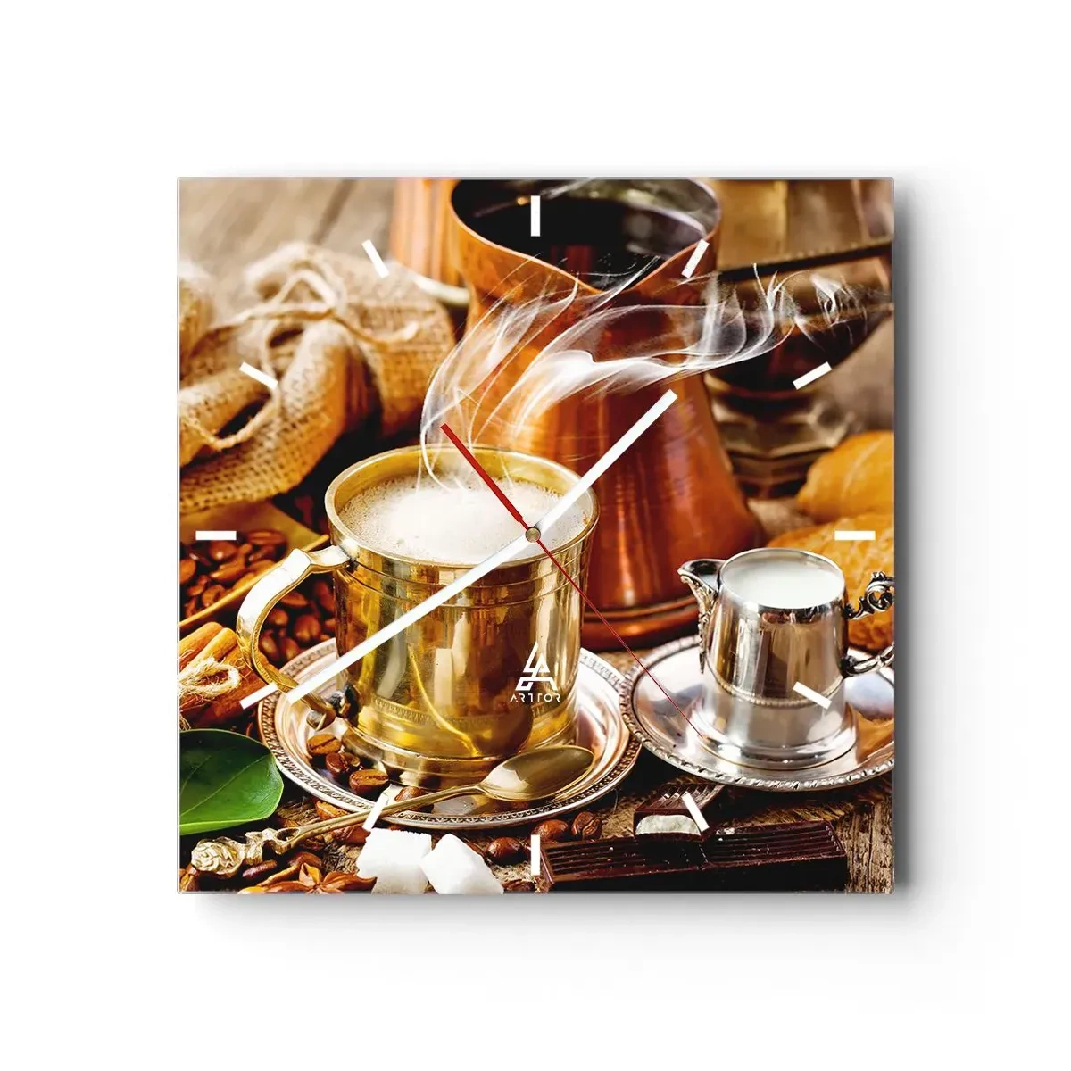 Reloj de pared - Reloj de vidrio - Que tengas un buen día - 40x40 cm