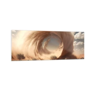 Cuadro sobre vidrio - Impresiones sobre Vidrio - Remolino de arena dinámico en un desierto con árboles - 140x50cm - Portal abierto - Decoración de pared moderna para salón y dormitorio ARTTOR