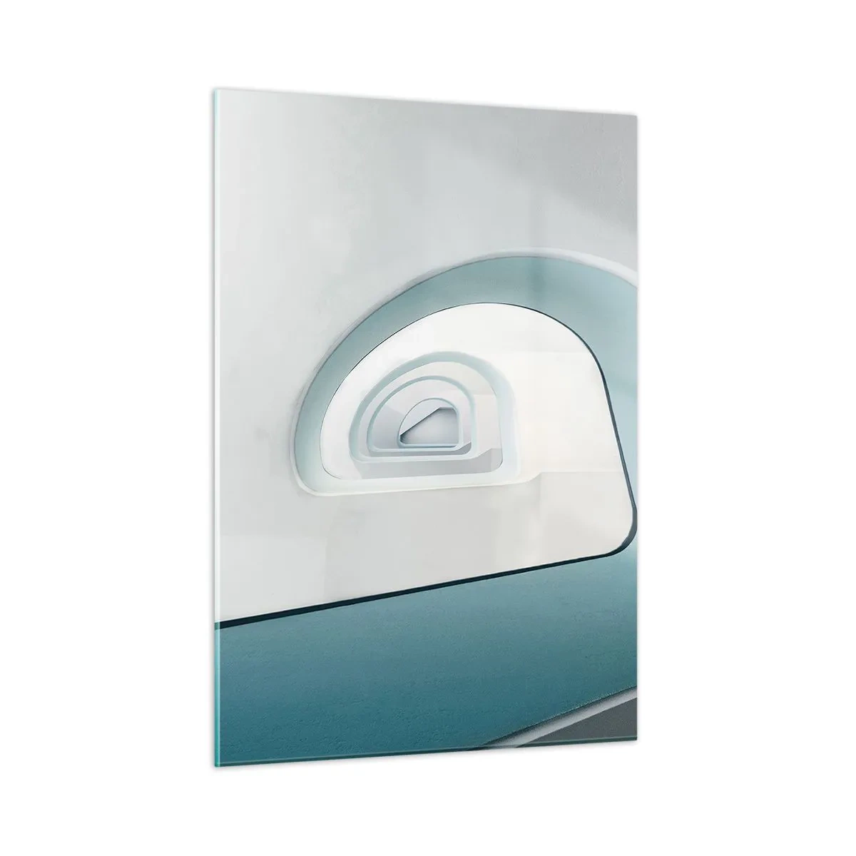 Cuadro sobre vidrio - Impresiones sobre Vidrio - Una escalera moderna en perspectiva abstracta. - 50x70cm - Espiral del río azul - Decoración de pared moderna para salón y dormitorio ARTTOR