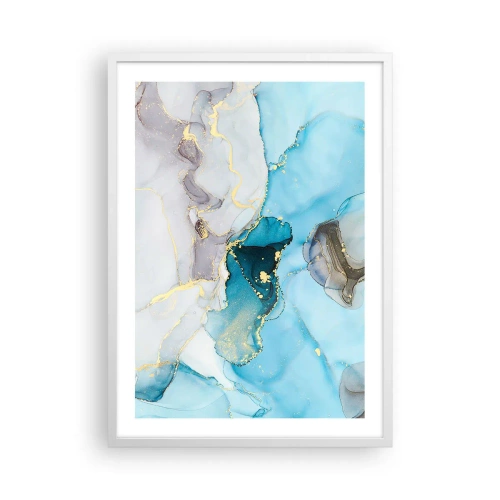 Póster en marco blanco - Un estudio del encuentro entre el gris y el turquesa - 50x70 cm