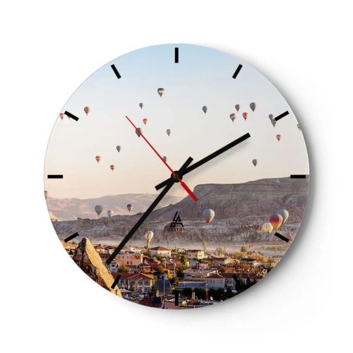 Reloj de pared - Reloj de vidrio - Surcando los cielos - 40x40 cm