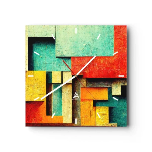 Reloj de pared - Reloj de vidrio - Festival de ángulos rectos - 40x40 cm