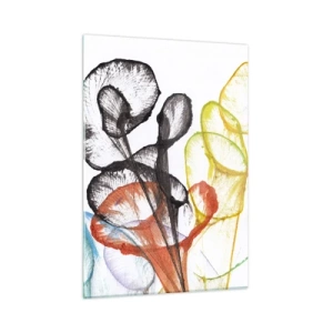 Cuadro sobre vidrio - Impresiones sobre Vidrio - Flores coloridas y translúcidas en un estilo artístico. - 50x70cm - Flores con alma - Decoración de pared moderna para salón y dormitorio ARTTOR