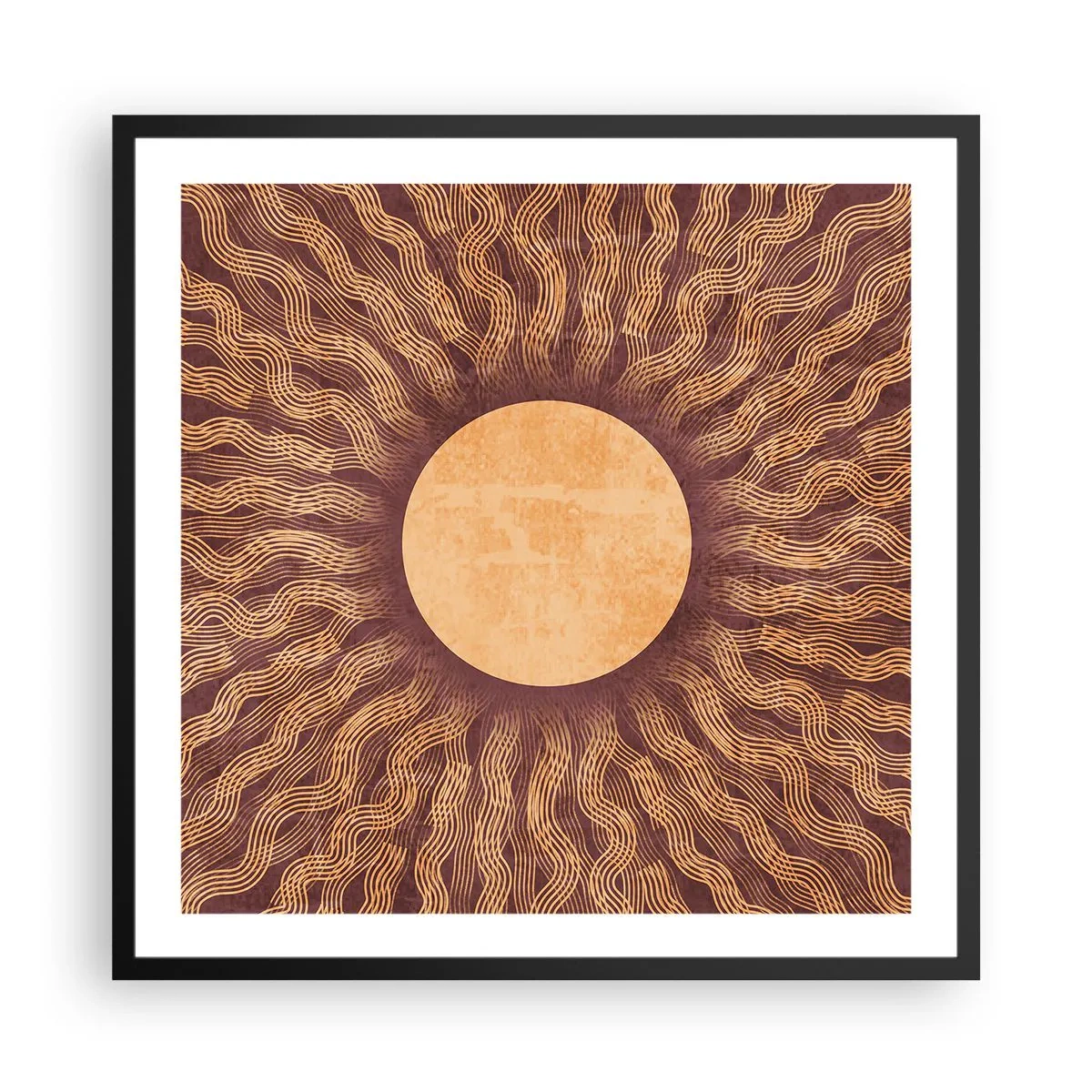 Póster en marco negro - Icono del sol - 60x60 cm