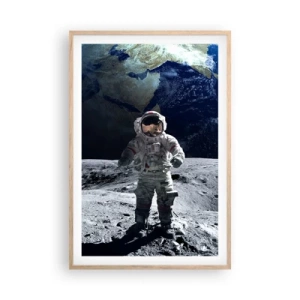 Póster en marco roble claro - Saludos desde la Luna - 61x91 cm